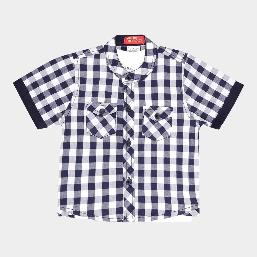 Infants Checks Shirt, Navy Blue, large image number null
