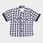 Infants Checks Shirt, Navy Blue, small image number null