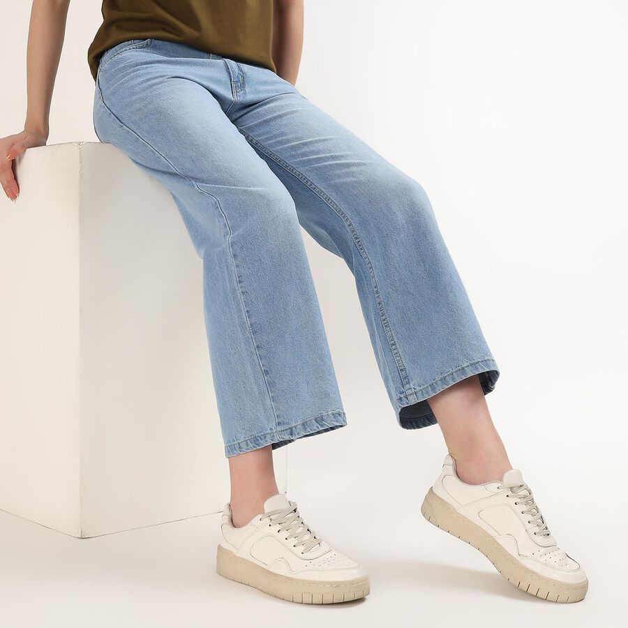 Women's Blue Straight Fit High-Rise Washed Jeans, Light Blue, large