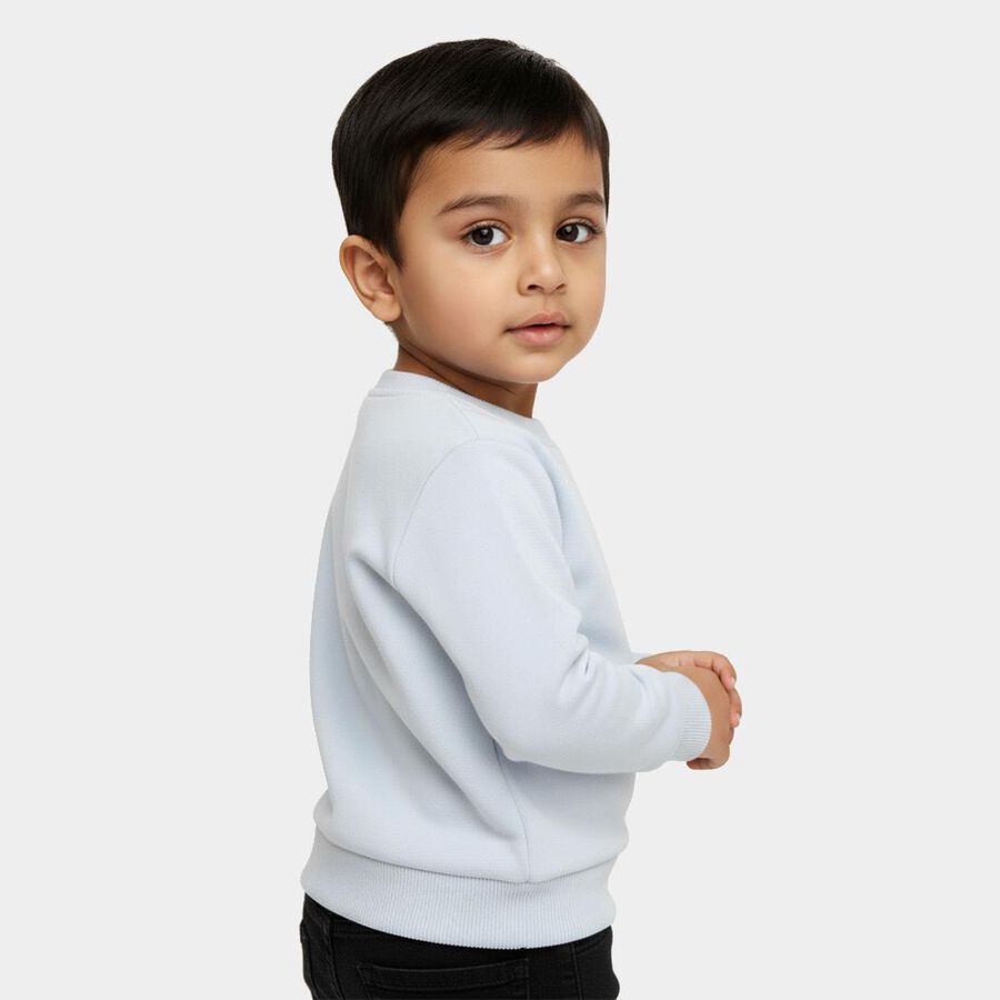 Infants Light Powder Blue Cotton Round Neck Casual T-Shirt, Light Blue, large image number null