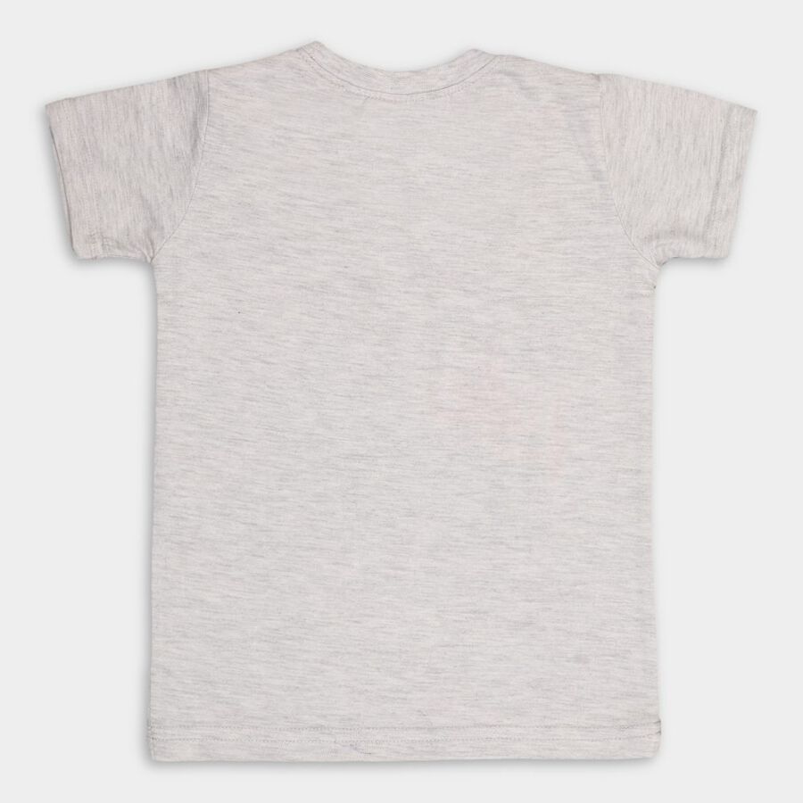 Boys Placement Print T-Shirt, Ecru Melange, large image number null