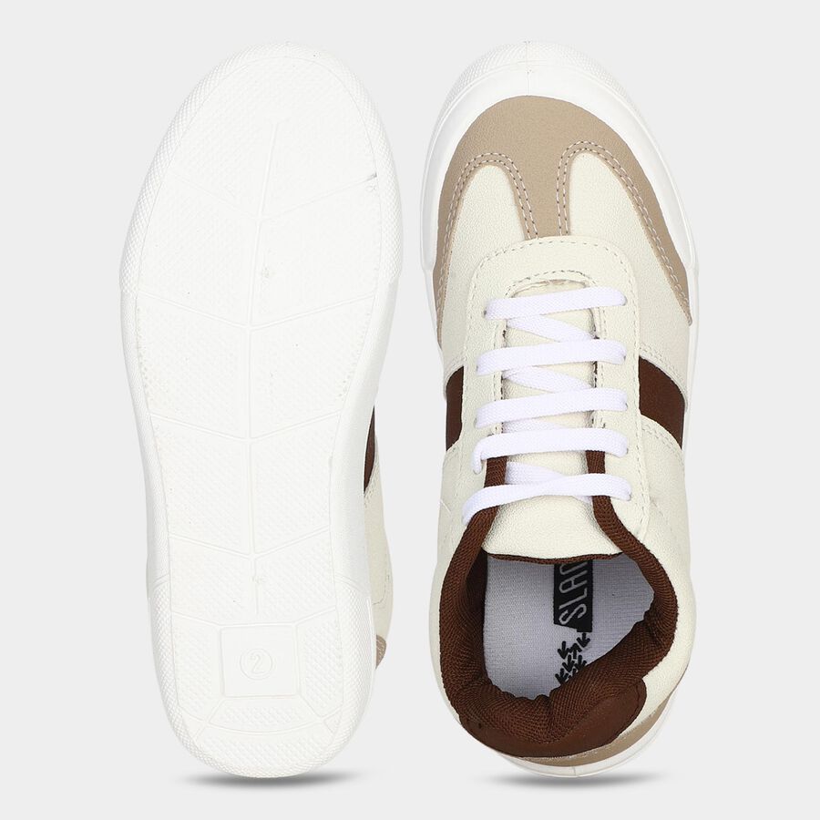 Boys' Brown Lace-Up Sneakers, भूरा, large