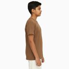 Boys Warm Brown Round Neck Casual Half Sleeve T-Shirt, Brown, small image number null