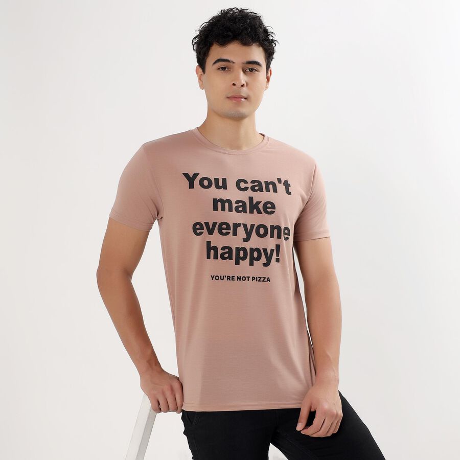Men's Round Neck Half Sleeves T-Shirt , Light Pink, large image number null