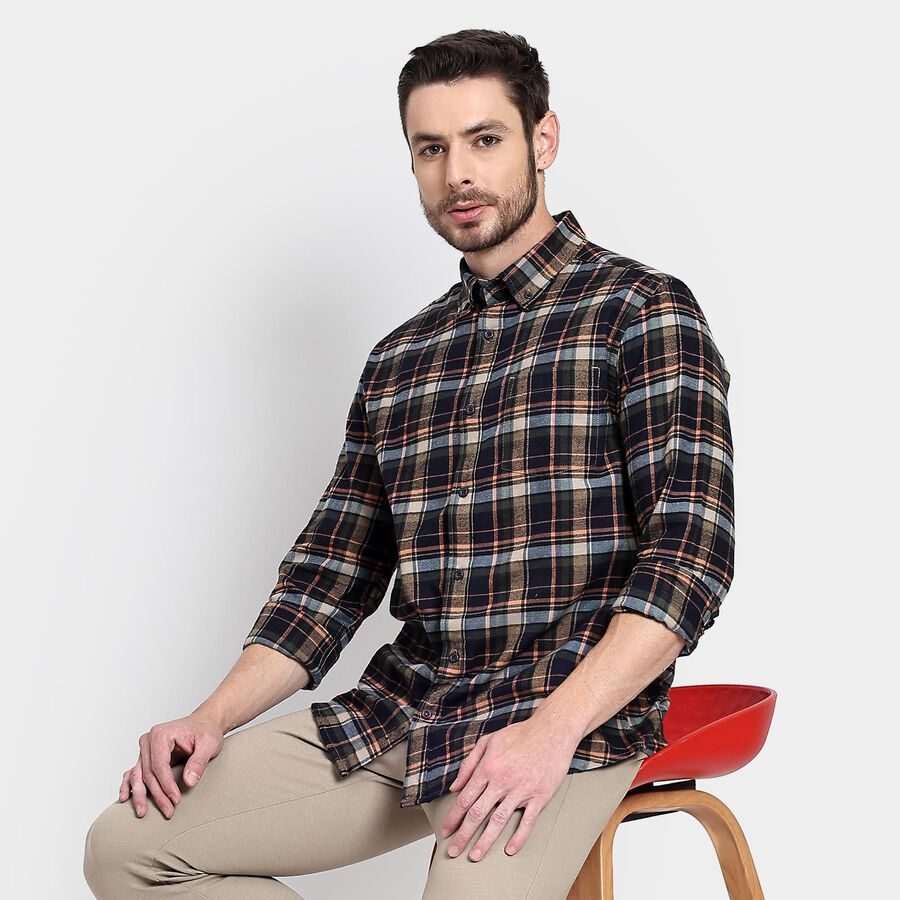 Men's 100% Cotton Casual Shirt, Dark Green, large image number null