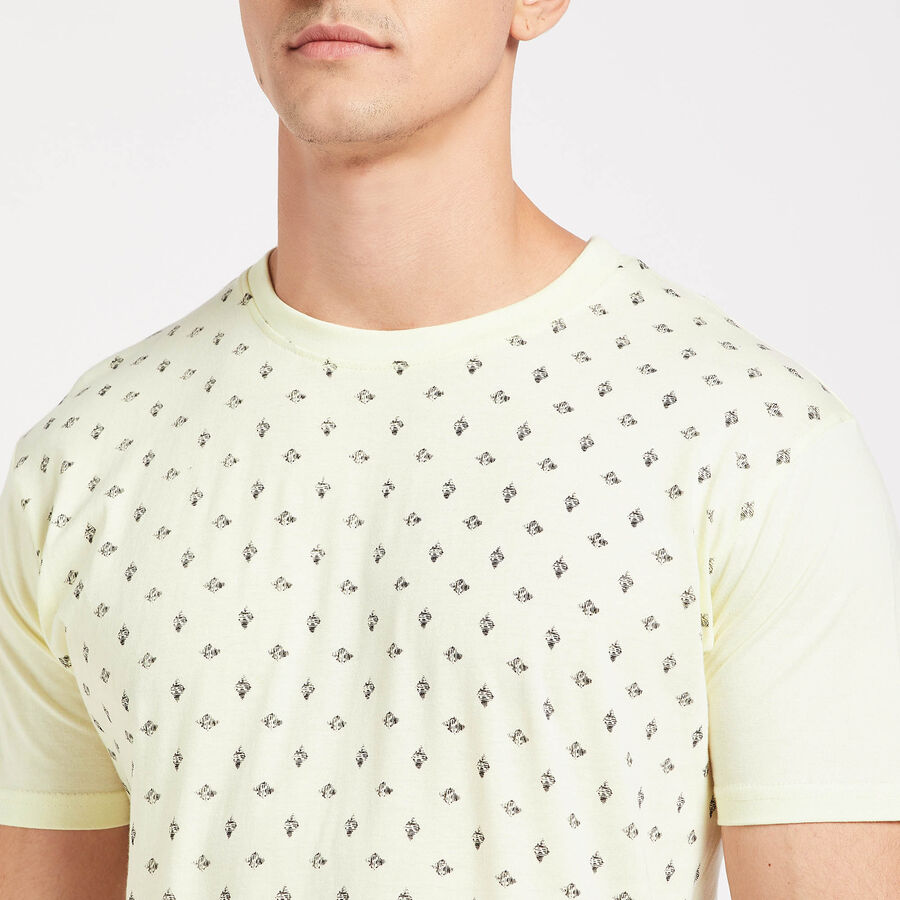 Cotton Solid Round Neck T-Shirt, Yellow, large image number null