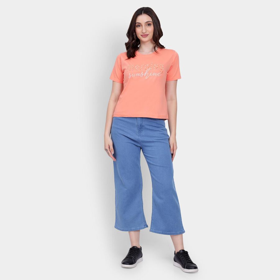 Ladies' 100% Cotton Round Neck T-Shirt , Orange, large image number null