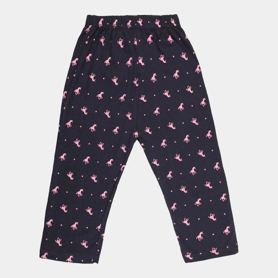 Girls Printed Pyjama, Navy Blue, large image number null