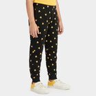Girls' Black Jogger Fit Heart Printed Cotton Pyjama, काला, small