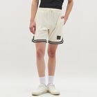 Men's Off-White Textured Elastic Waist Bermuda Shorts, एक्रू मिश्रित, small