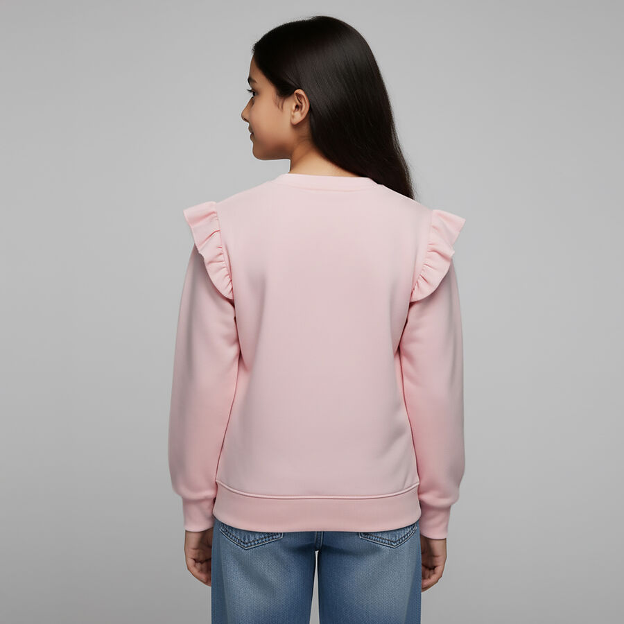 Girls' Sweatshirt, गुलाबी, large image number null