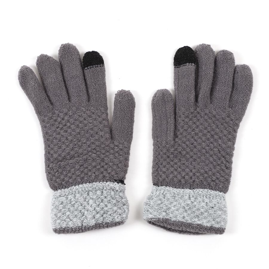 Men's Gloves, मिश्रित मध्यम ग्रे, large