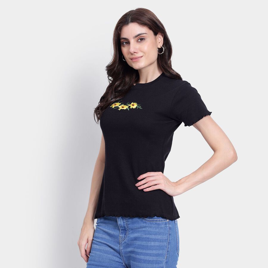 Ladies' Round Neck T-Shirt, Black, large image number null