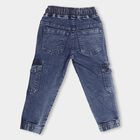 Boys Faded Blue Regular Fit Cargo Jeans, गहरा नीला, small image number null