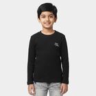 Boys Black Round Neck Regular Boys T-Shirt, Black, small