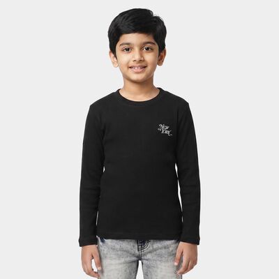 Boys Black Round Neck Regular Boys T-Shirt