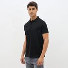 Men's Jet Black Cotton Polo Collar Classic T-Shirt, Black, small