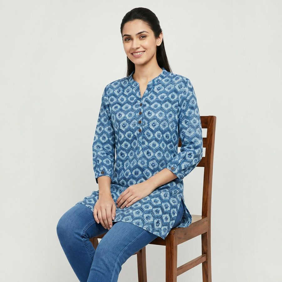 Women's Blue Kurti, Dark Blue, large