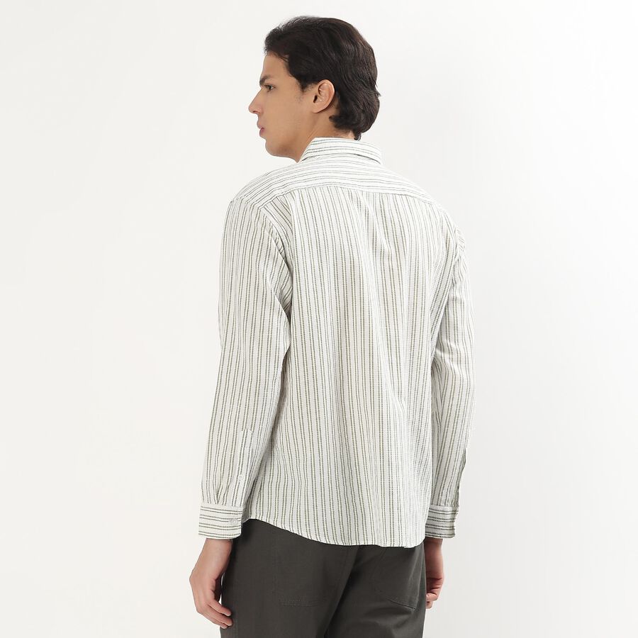 Men's Muted Olive Green Classic Collar Casual Shirt, ओलिव, large