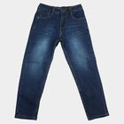 Boys Blue Straight Fit Washed Jeans, Mid Blue, small