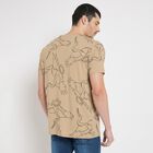 Men's 100% Cotton Round Neck Half Sleeves T-Shirt , Beige, small