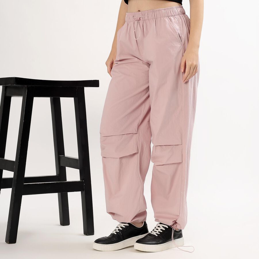 Women's Soft Pink Relaxed Fit Wide-Leg Cargo Pants, Lilac, large