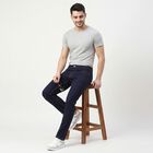 Men's Navy Blue Slim Fit Solid Jeans, Dark Blue, small