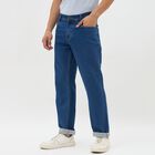 Men's Deep Blue Slim Fit Classic Jeans, मध्यम नीला, small image number null