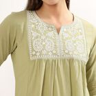 Women's Light Sage Green Cotton Round Neck Solid Kurti, Light Green, small