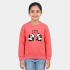 Girls' Coral Crew Neck Graphic Print Sweatshirt, मूँगा (कोरल), small
