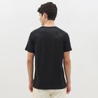 Men's Jet Black Round Neck Casual T-Shirt, Black, small