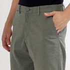 Men's Muted Sage Green Slim Fit Flat-Front Casual Trousers, Dark Green, small