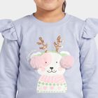Girls' Light Blue Round Neck Pullover Sweatshirt, Light Blue, small
