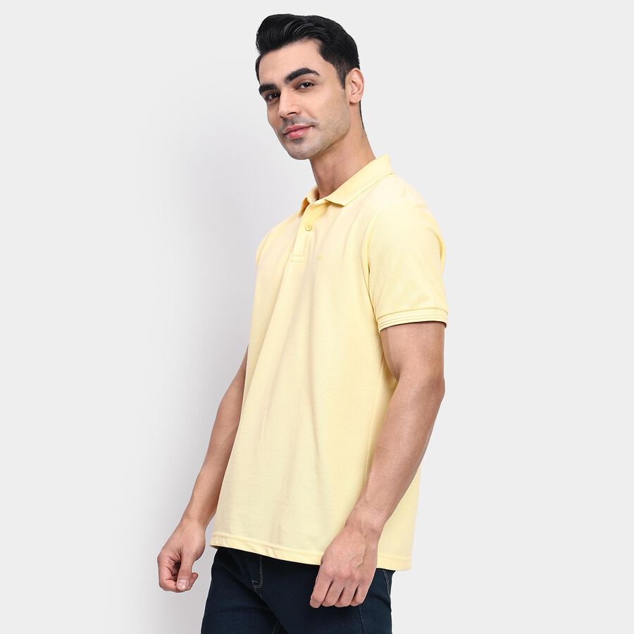 Men's Collared Half Sleeves T-Shirt, Yellow, large image number null