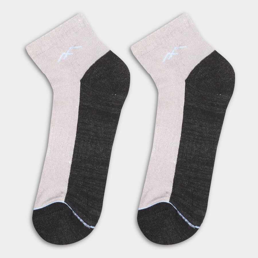 Men's Charcoal and Gray Ankle Socks with Contrast Toe, Black, large image number null