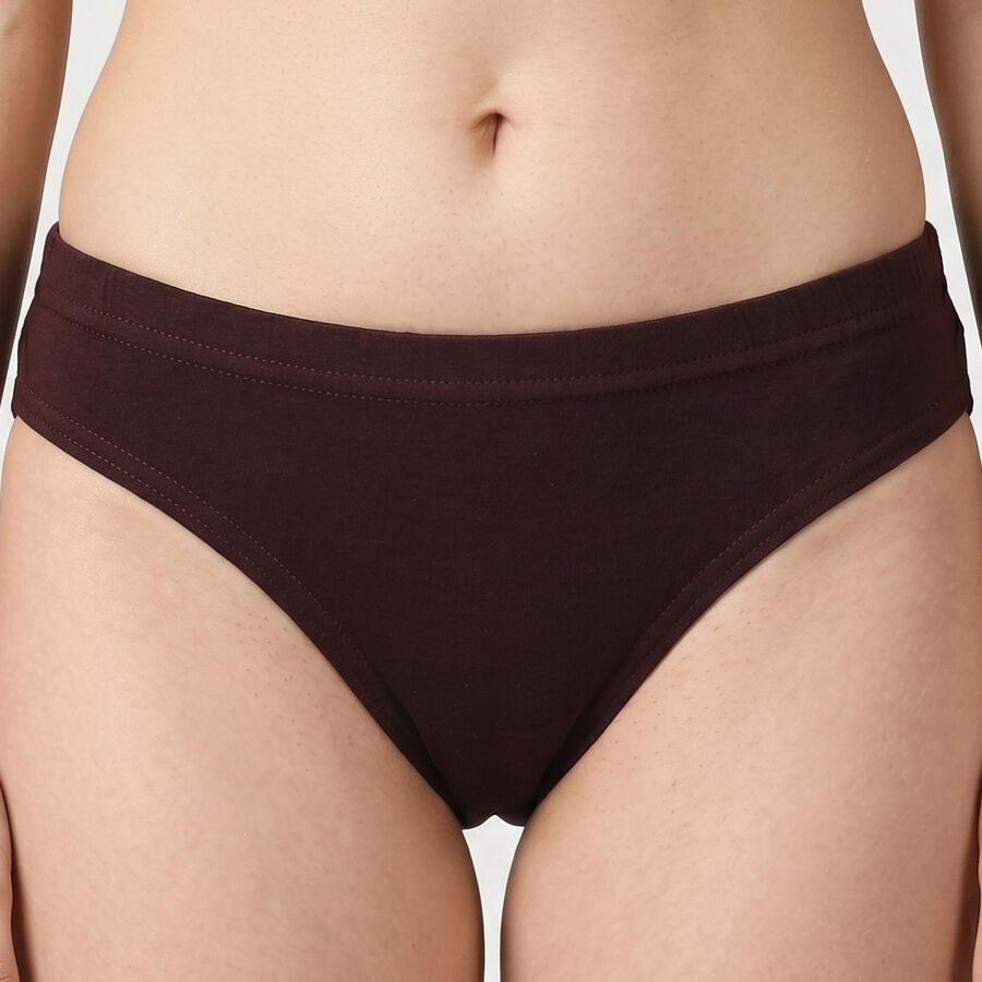 Women's Wine Regular Fit Solid Panty, वाइन, large
