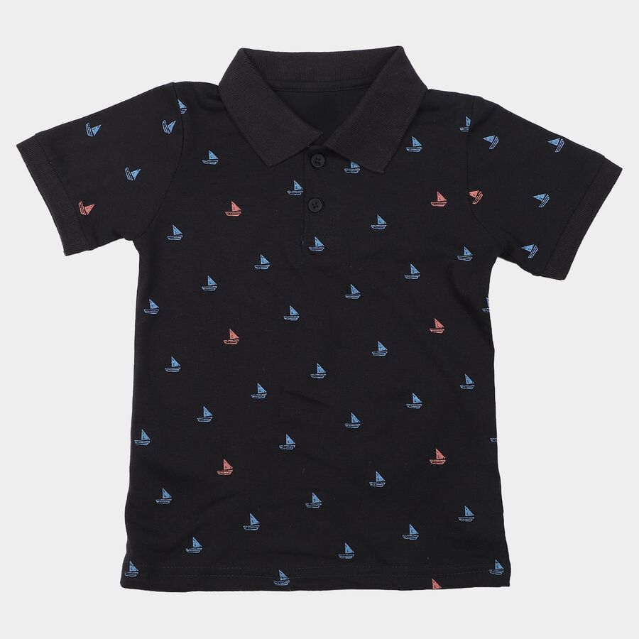 Boys Navy Blue Cotton Polo Neck Polo Boys T-Shirt, नेवी ब्लू, large