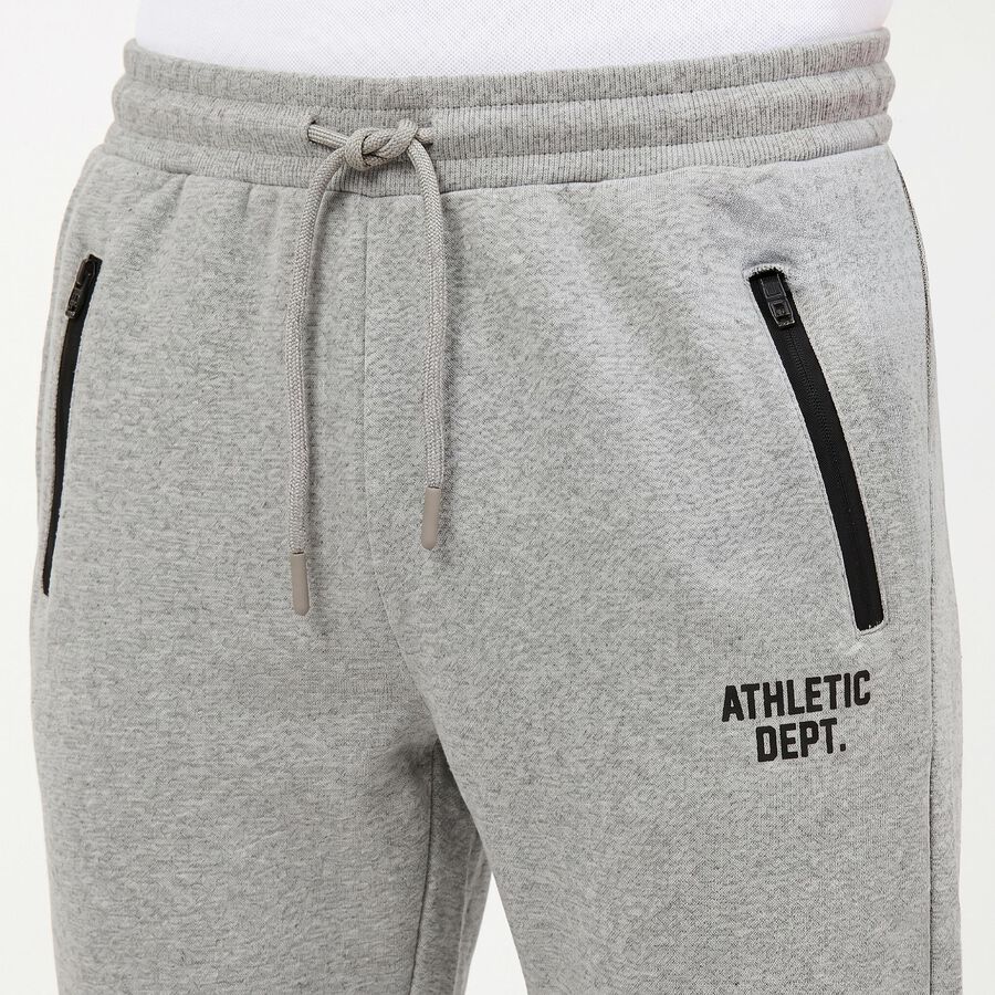 Men's Grey Slim Fit Printed Track Pants, Melange Light Grey, large