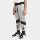 Boys Grey Jogger Text Printed Pyjama, मिश्रित हल्का ग्रे, small