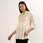 Women's Beige Notch Neck Floral Printed Kurti, Beige, small