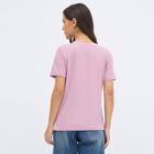 Women's Dusty Pink Round Neck Casual T-Shirt, गुलाबी, small