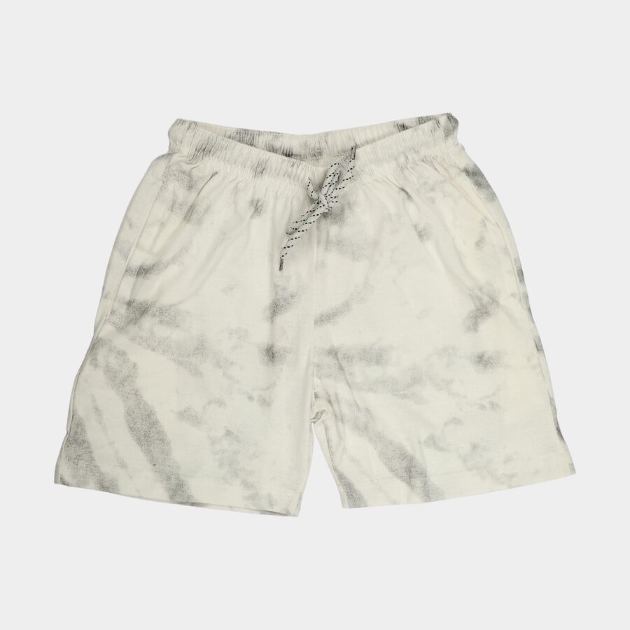 Boys' White Regular Fit Casual Bermuda Shorts, Off White, large