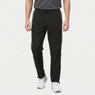Men's Black Straight Fit Side-Striped Track Pants, काला, small