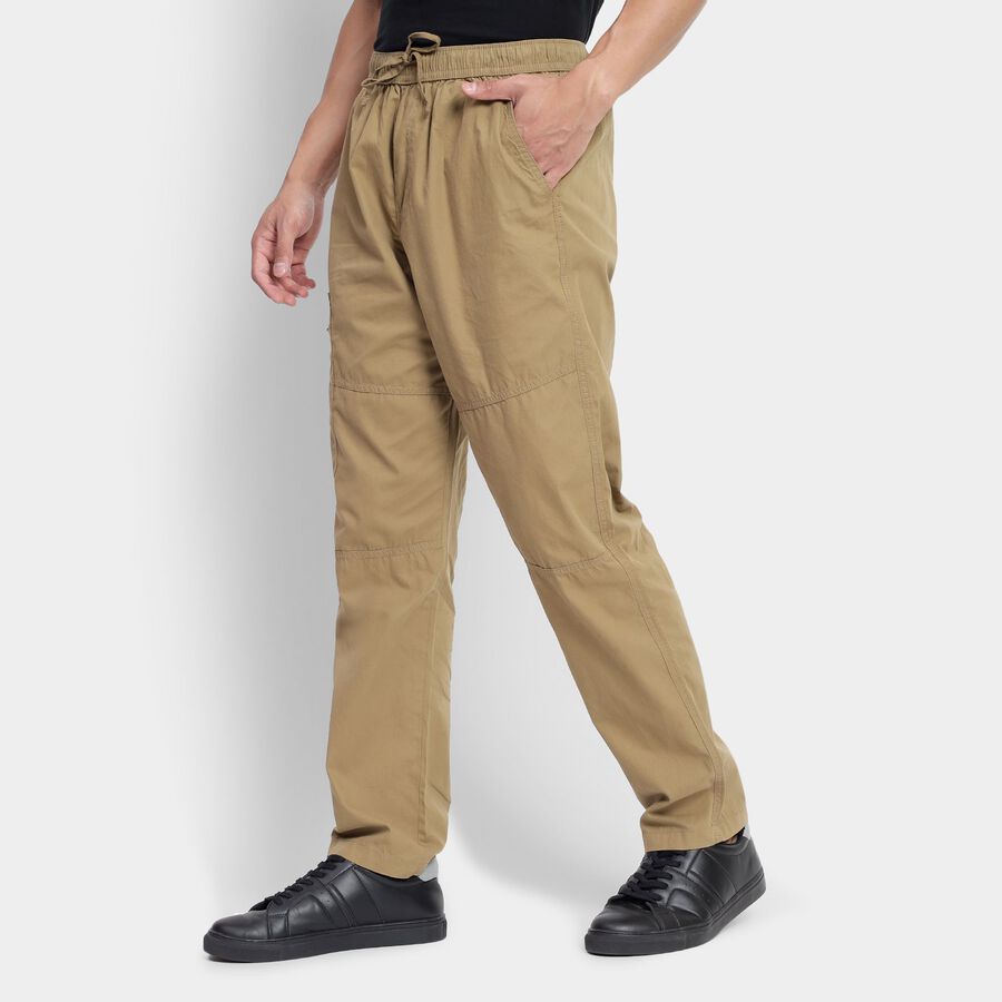 Men's 100% Cotton Track Pants, Khaki, large image number null