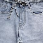 Girls' Light Blue Regular Fit Elastic Waist Drawstring Jeans, Light Blue, small