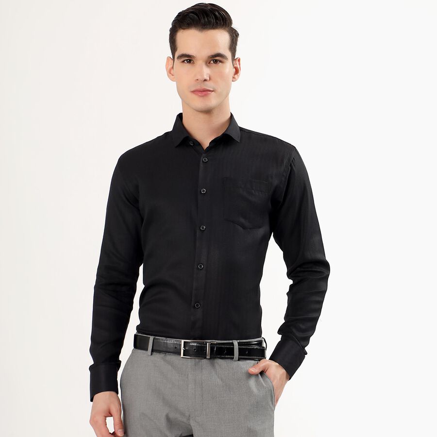 Men's Jet Black Classic Formal Shirt, Black, large