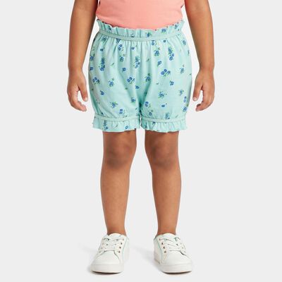 Girls' Mint Aqua Regular Fit Floral Bloomer