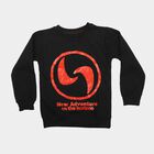 Boys' Black Crew Neck Graphic Print Sweatshirt, Black, small