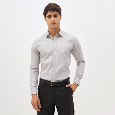 Men's Light Grey Slim Fit Formal Shirt