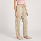 Women's Beige Relaxed Fit Floral Printed Lounge Pyjama, गहरा पीला, small